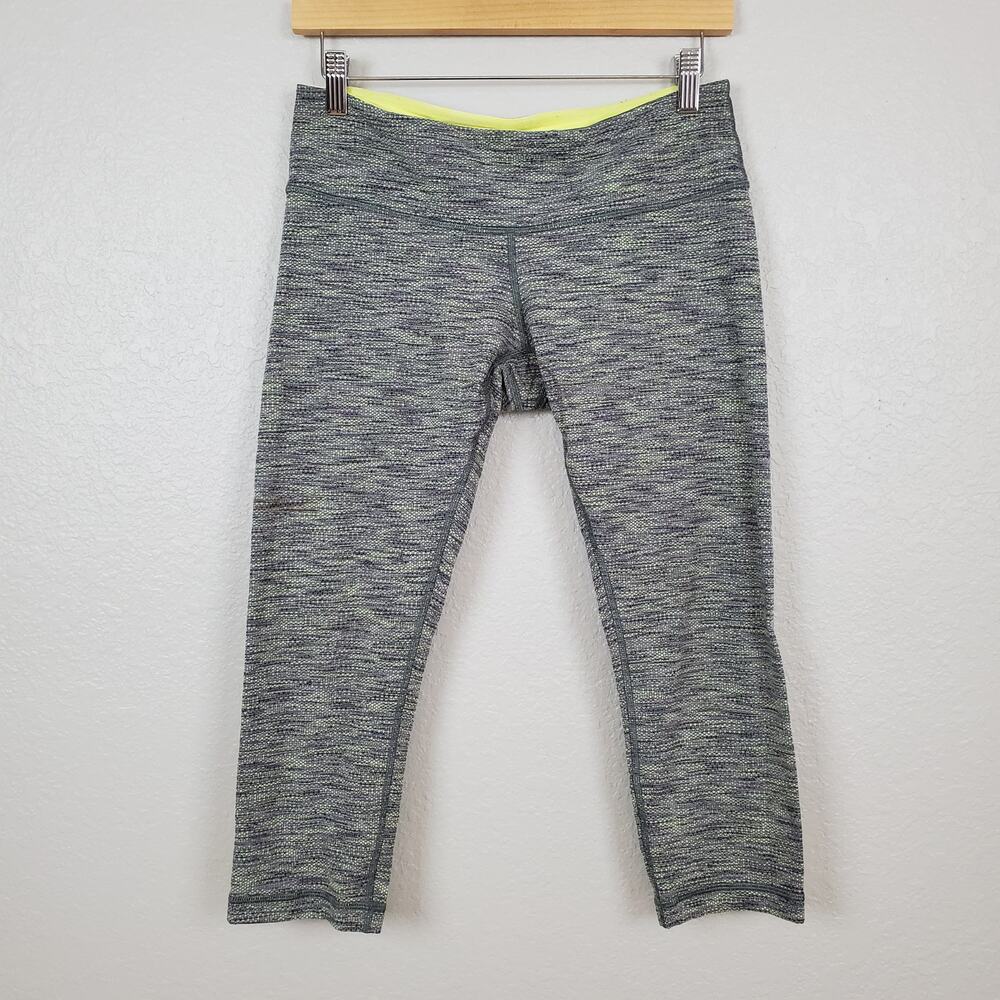 Lululemon Crop Leggings Womens Size 8 Capri Heathered Gray 20" Yoga Gym Run